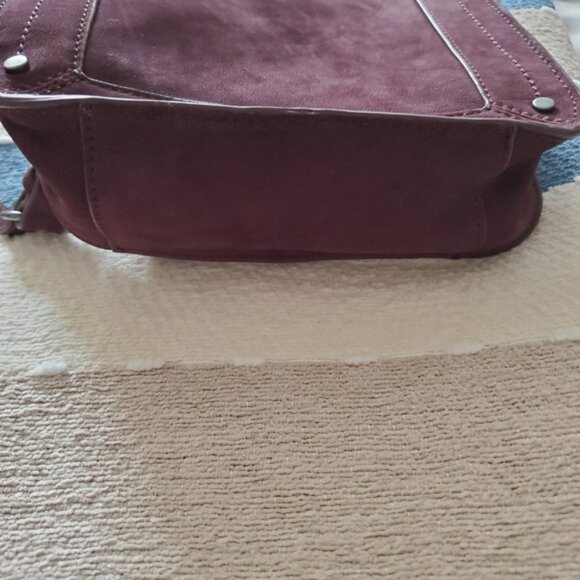 Vintage Lucky Brand Suede Leather Tassel Sachel Crossbody In Maroon - Picture 6 of 13